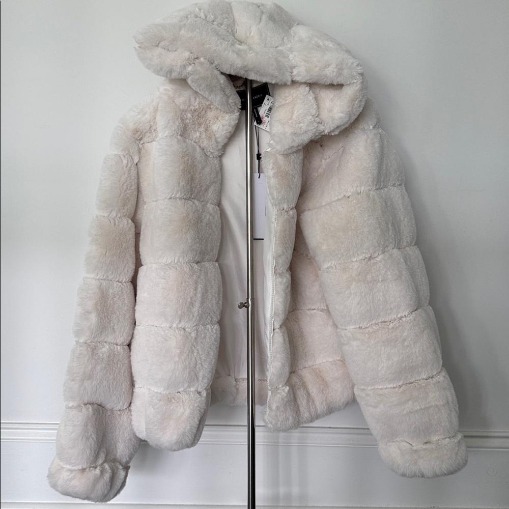BCBGMaxAzria Plush White Faux Fur Jacket